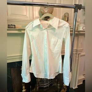 Women’s Easel brand Oxford top in white. Size S.